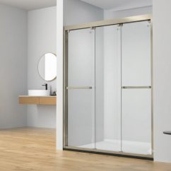 LY3501 Brushed Nickel – Semi-Frameless Triple Sliding Shower Door, Clear Glass